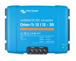 Front view of blue Victron Orion-Tr 12/12-30A isolated DC-DC converter with screw terminals
