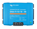 Front view of blue Victron Orion-Tr 12/12-30A isolated DC-DC converter with screw terminals