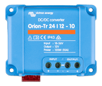 Front view of Victron Orion-Tr 24/12-10 DC-DC converter showing terminal markings