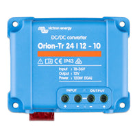 Front view of Victron Orion-Tr 24/12-10 DC-DC converter showing terminal markings