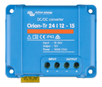 Top-down view of Victron Orion-Tr 24/12-15A DC-DC converter showing screw terminals