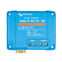Front view of Victron Orion-Tr 24/12-20A DC-DC converter showing input and output terminals