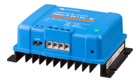 Side perspective view of the blue isolated DC-DC converter on its heatsink base