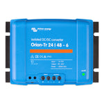 Front view of blue Victron Orion-Tr 24/48-6 isolated DC-DC converter with screw terminals