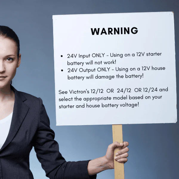 Warning sign for 24V input and output specific voltage requirements