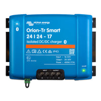 Victron Orion-Tr Smart 24/24-17 isolated DC-DC charger in a blue housing with screw terminals
