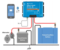 Wiring diagram showing connections between starter and auxiliary batteries