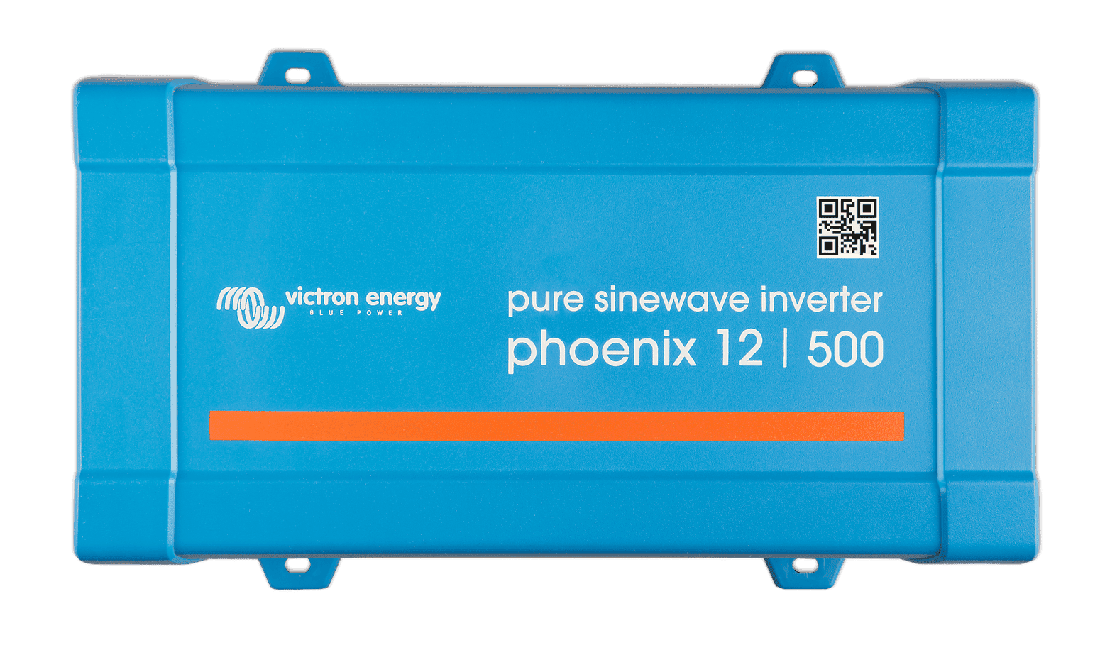 Top-down view of a blue Victron Phoenix 12/500 pure sine wave inverter