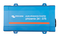 Top view of the blue Victron Phoenix 24/375 pure sine wave inverter housing