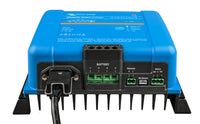 Bottom view of Phoenix Smart charger showing three battery outputs, VE.Direct port and cooling fins