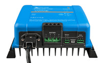 Underside of charger showing AC power input, battery terminals and communication ports