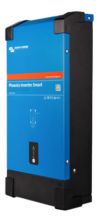 Right perspective view of the blue and black Phoenix Smart Inverter 24V 1600VA