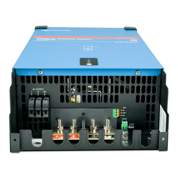 Bottom interface panel of the Phoenix Smart Inverter showing AC and DC connection points