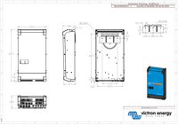 Dimensional drawing of the Victron Quattro-II 24/5000 showing 607mm height