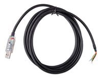 Victron 1.8m RS485 to USB interface cable with clear USB housing and stripped wire ends