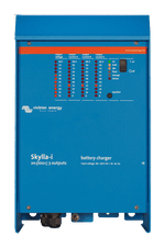 Front view of Victron Skylla-i 24V 100A battery charger with status LED indicators