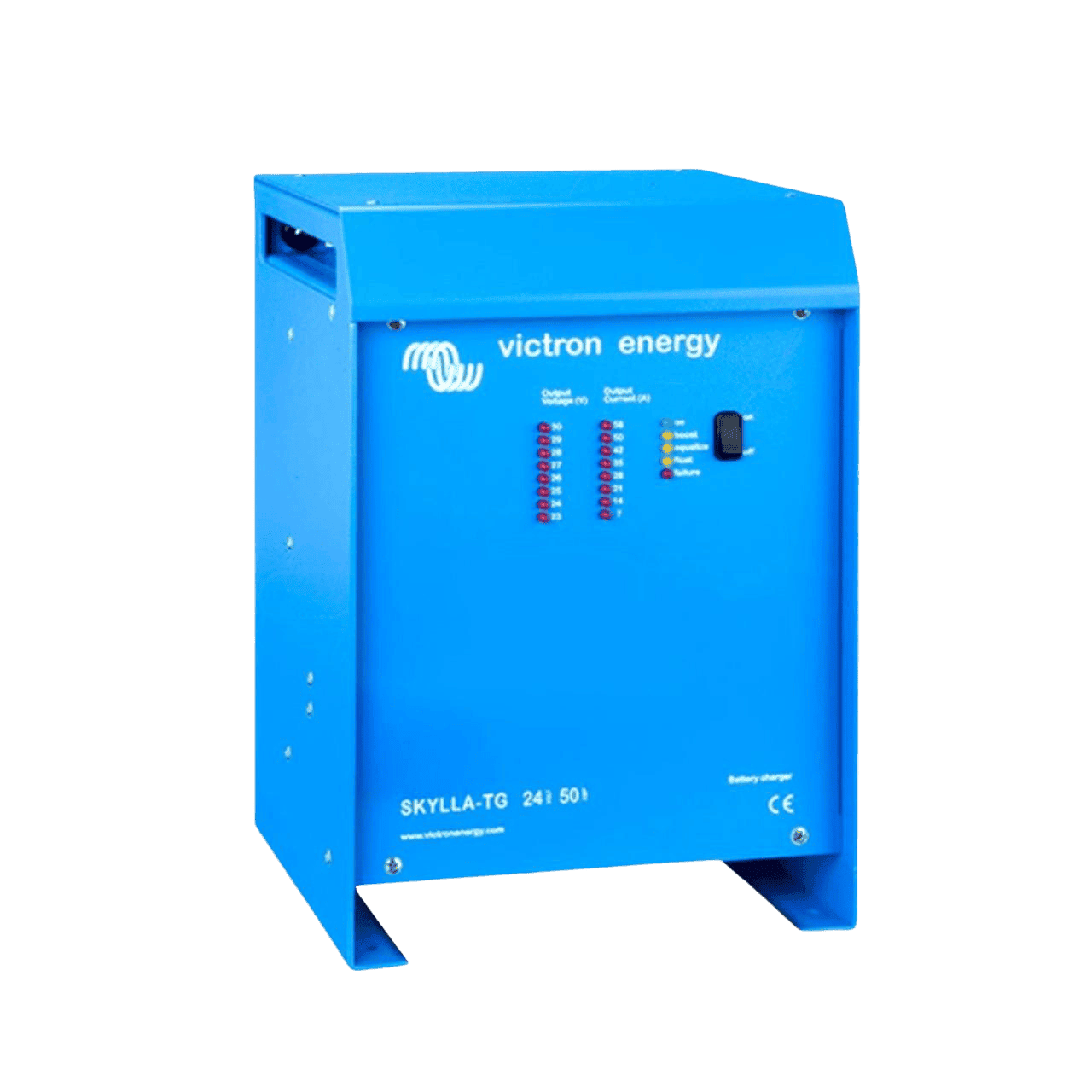 Victron Skylla-TG 24V 50A battery charger in blue metal enclosure with LED status display