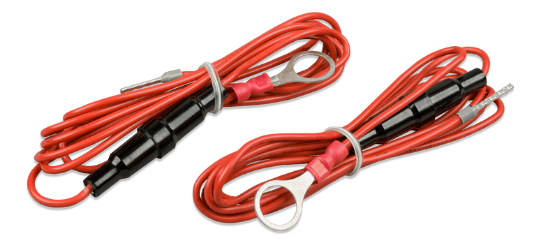 Two red fused battery cables for the SmartShunt monitor
