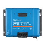 Front view of blue Victron SmartSolar MPPT 250/85-Tr charge controller with terminal connections