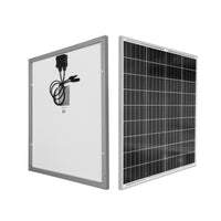 Front and rear view of 90W solar panels showing cells and backsheet with junction box