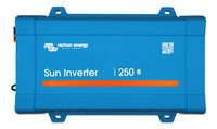 Top view of the blue Victron Sun Inverter housing with Bluetooth logo