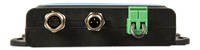 Profile view of the Victron VE.Bus BMS V2 showing metal M12 ports and 2-way terminal block