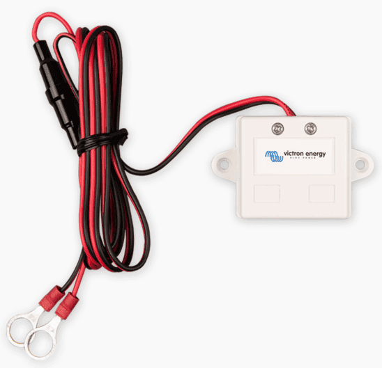 Victron VE.Can power cable with inline fuse, ring terminals and white surface mount junction box