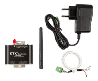 Zigbee to RS485 converter kit including module, antenna, power adapter, and wiring cables