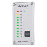 Vertical Votronic black water tank level display featuring 10 LED indicator segments from 10 to 100 percent