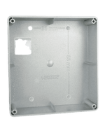 Interior view of grey plastic Votronic remote LCD display housing with mounting points and dimension markings