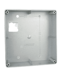 Interior view of grey plastic Votronic remote LCD display housing with mounting points and dimension markings