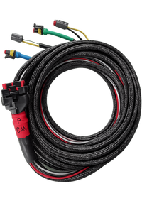 Coiled black Wakespeed WS500 wiring harness with P-CAN connector and multiple sensor plugs