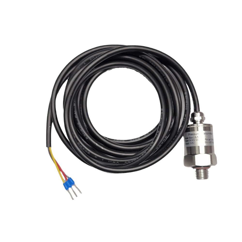 Stainless steel water tank level pressure sensor with G1/4 thread, coiled 3m cable and ferrule wire terminations