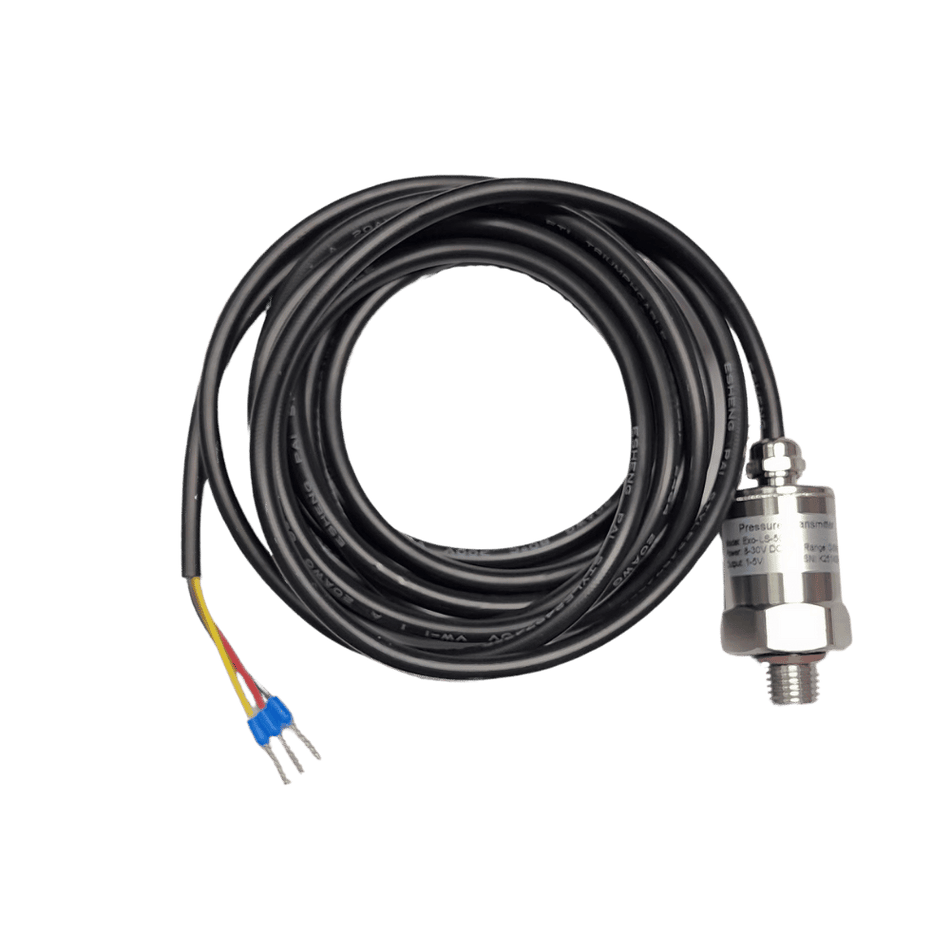 Stainless steel water tank level pressure sensor with G1/4 thread, coiled 3m cable and ferrule wire terminations