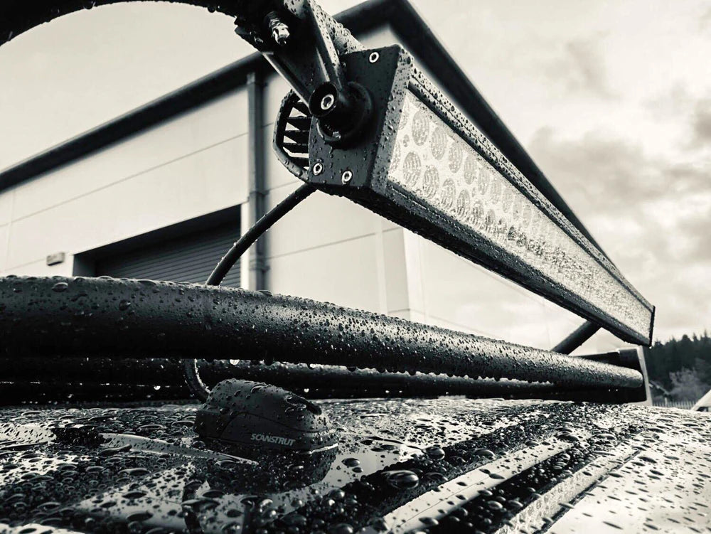 Water droplets on a Scanstrut horizontal cable seal demonstrating IPX6 and IPX7 rating