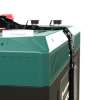 High-angle view of the battery corner showing the recessed carry handle and IP67 sealed design