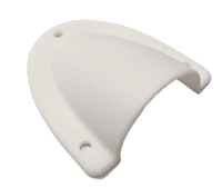 White clamshell cable entry cover with three mounting holes